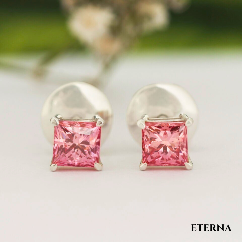 Rosélia Princess Stud Earrings ( LAB-Grown Diamonds)
