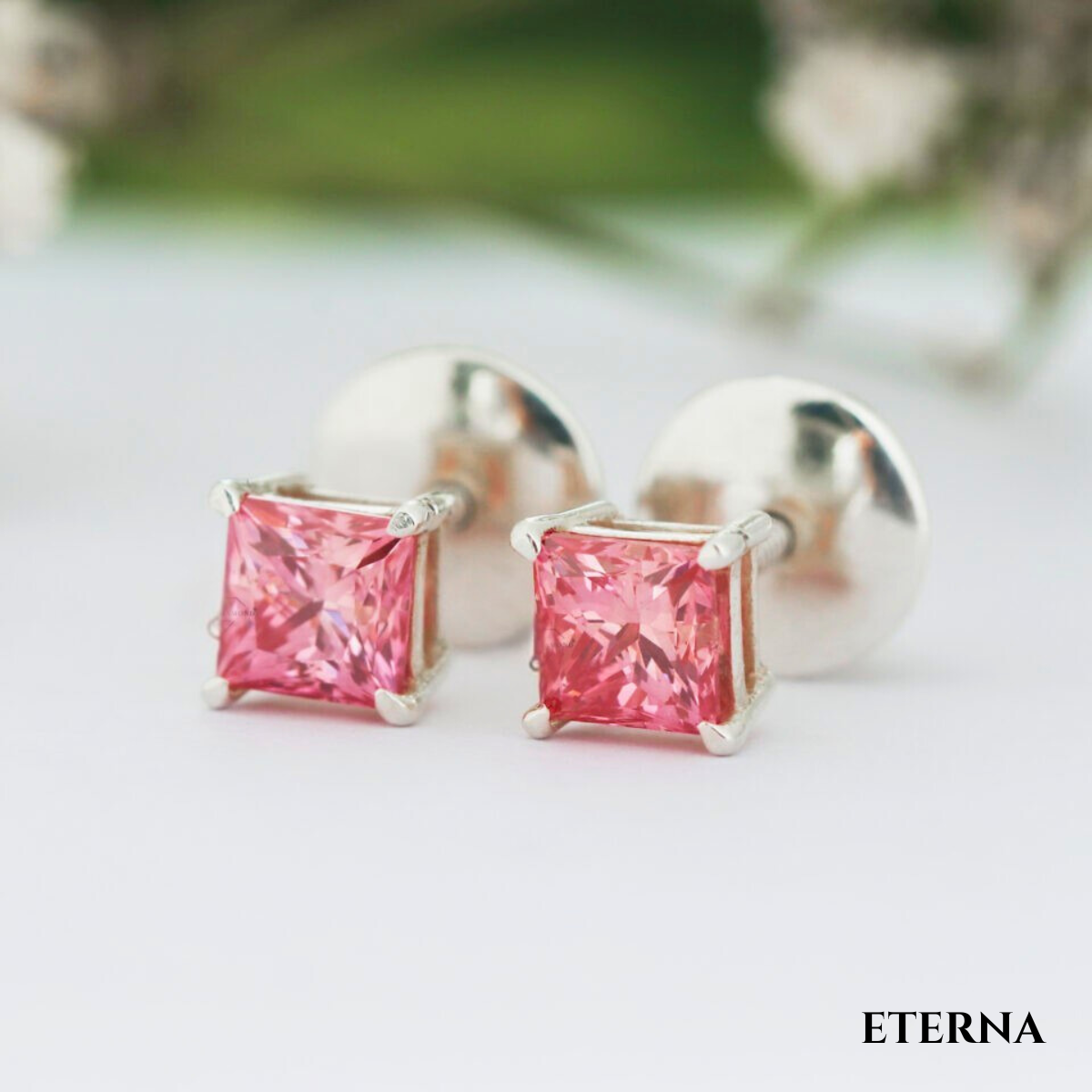 Rosélia Princess Stud Earrings ( LAB-Grown Diamonds) - Image 3