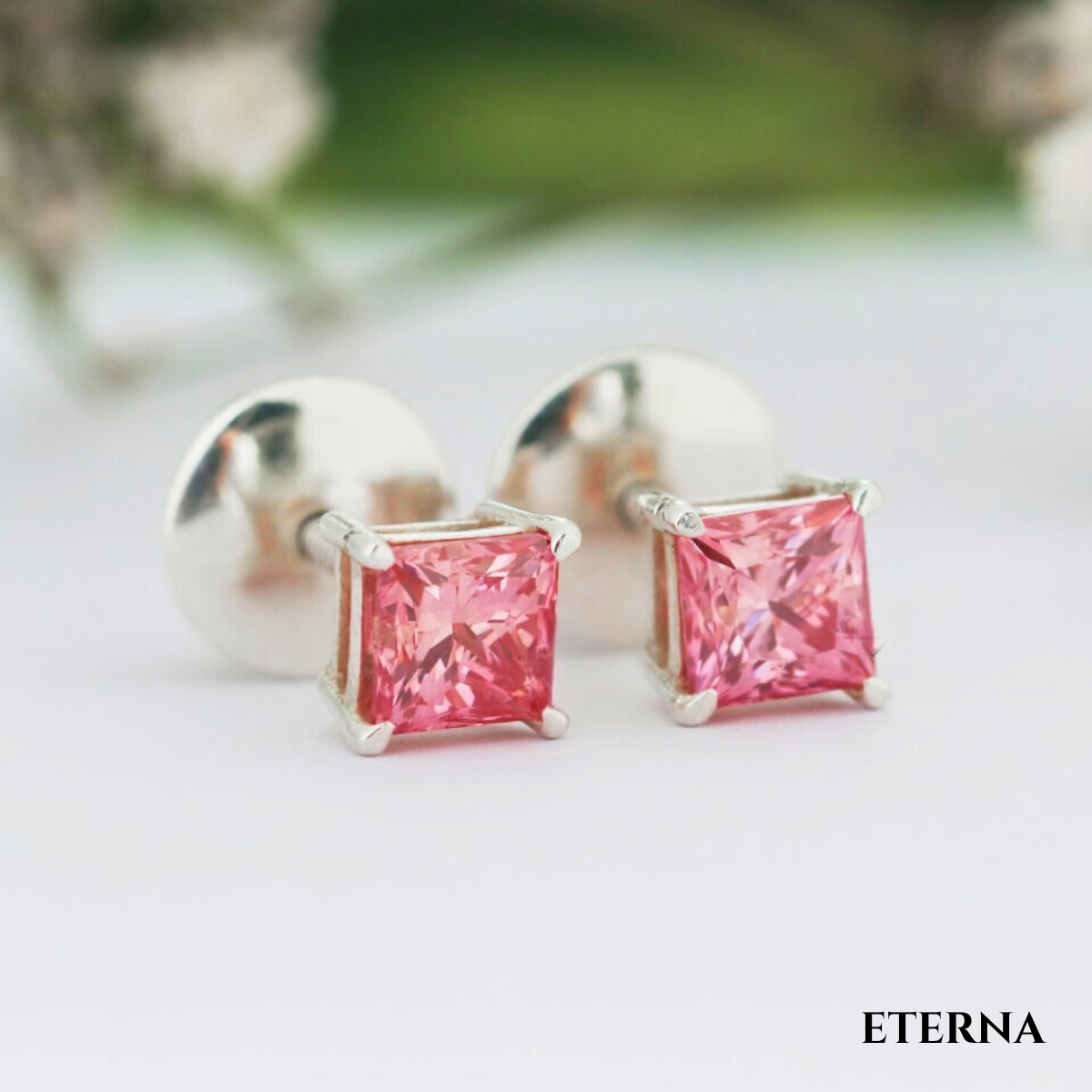 Rosélia Princess Stud Earrings ( LAB-Grown Diamonds) - Image 4
