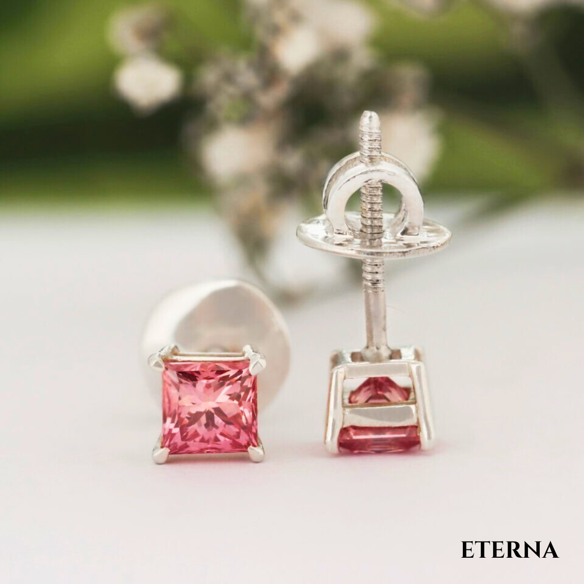 Rosélia Princess Stud Earrings ( LAB-Grown Diamonds) - Image 5