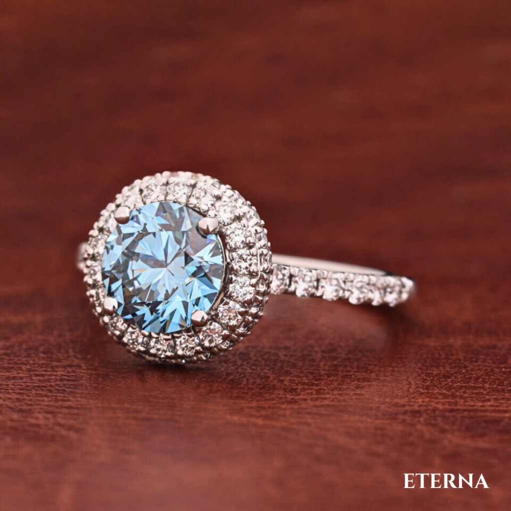 Celmira Blue Halo Ring (LAB-Grown Diamonds)