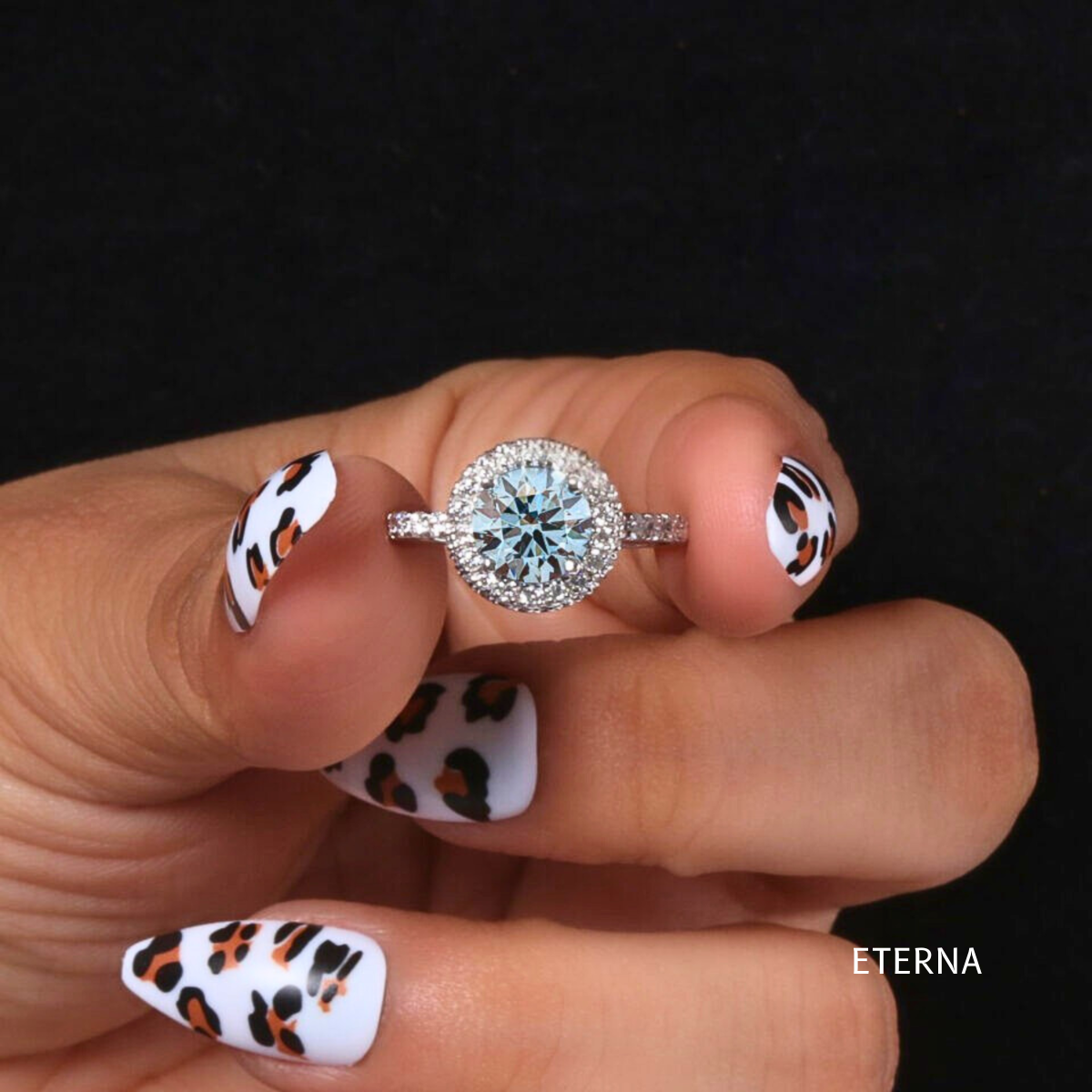 Celmira Blue Halo Ring (LAB-Grown Diamonds) - Image 4