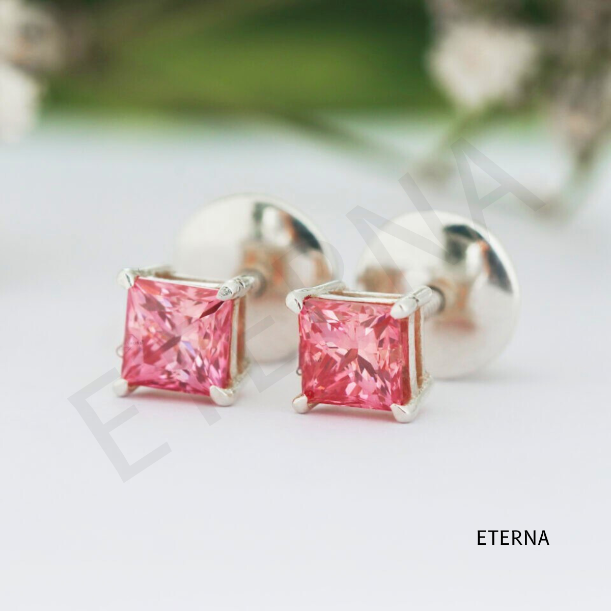 Rosélia Princess Stud Earrings ( LAB-Grown Diamonds) - Image 6