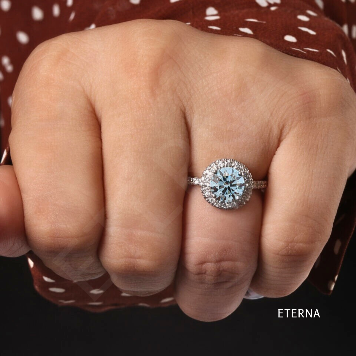Celmira Blue Halo Ring (LAB-Grown Diamonds) - Image 2