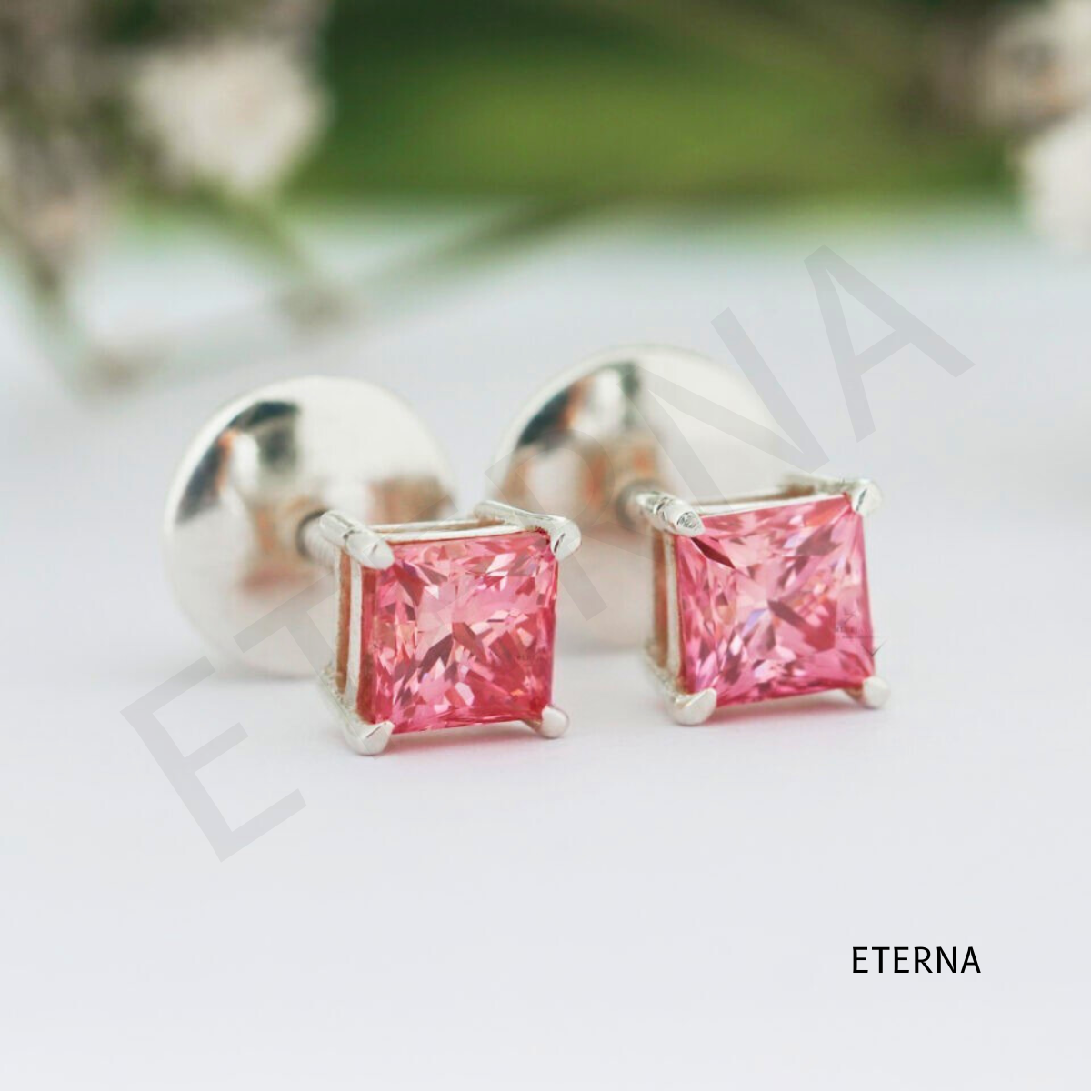 Rosélia Princess Stud Earrings ( LAB-Grown Diamonds) - Image 5