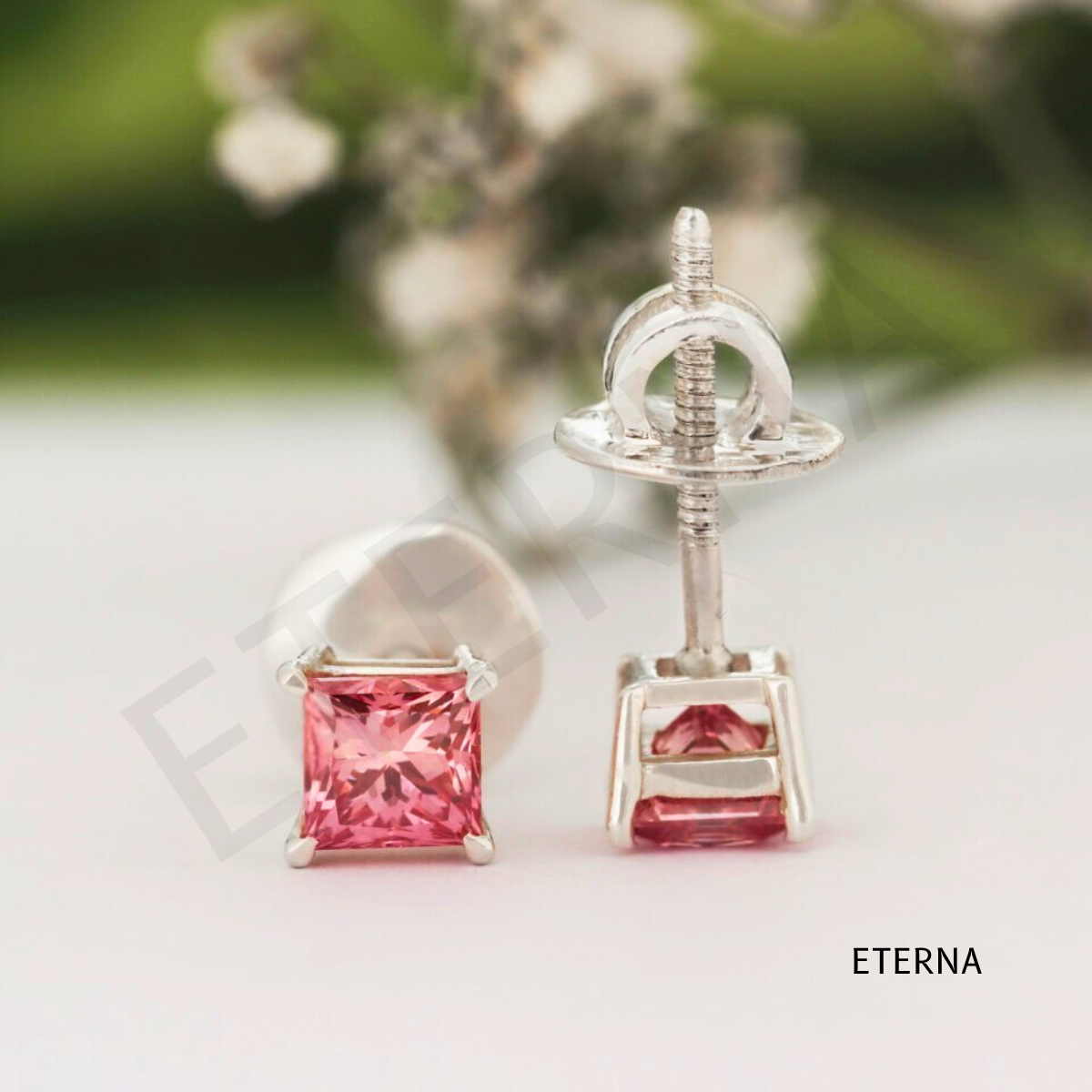 Rosélia Princess Stud Earrings ( LAB-Grown Diamonds) - Image 4