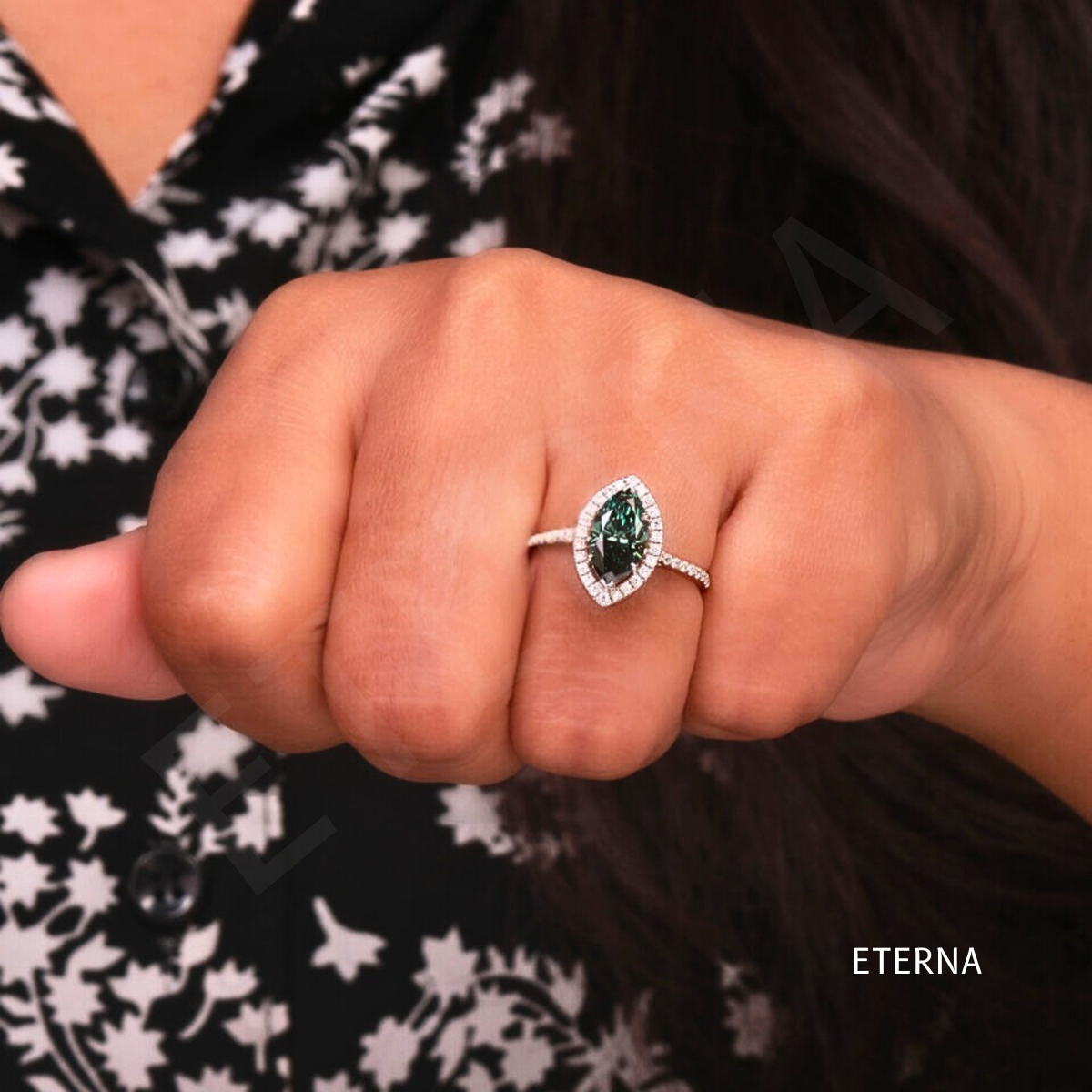 Verdelune Marquise Halo Ring (LAB-Grown Diamonds) - Image 4