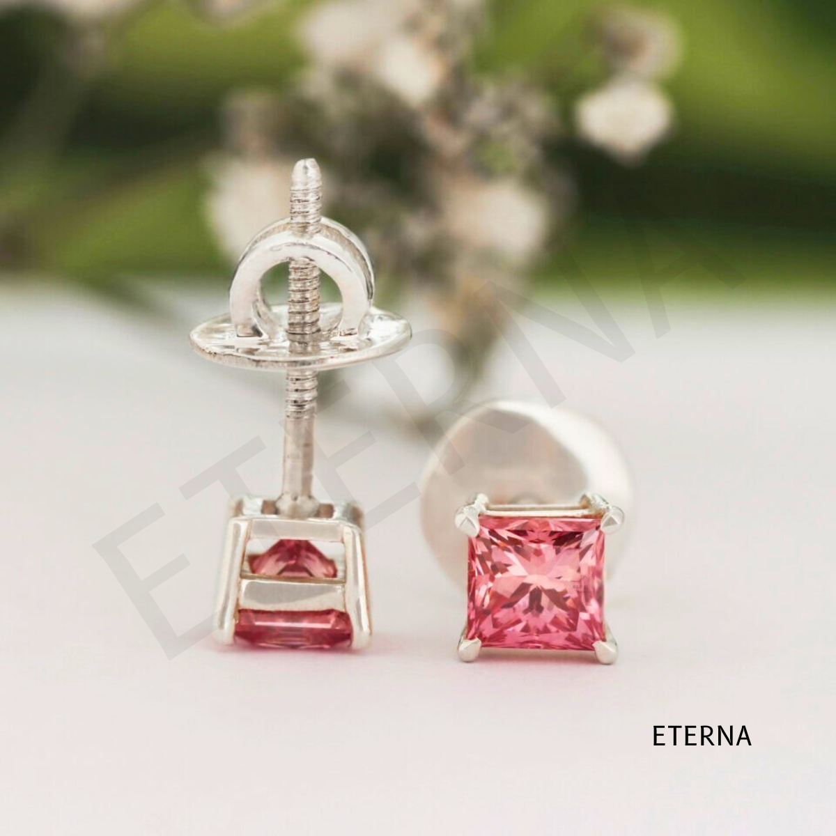 Rosélia Princess Stud Earrings ( LAB-Grown Diamonds) - Image 3