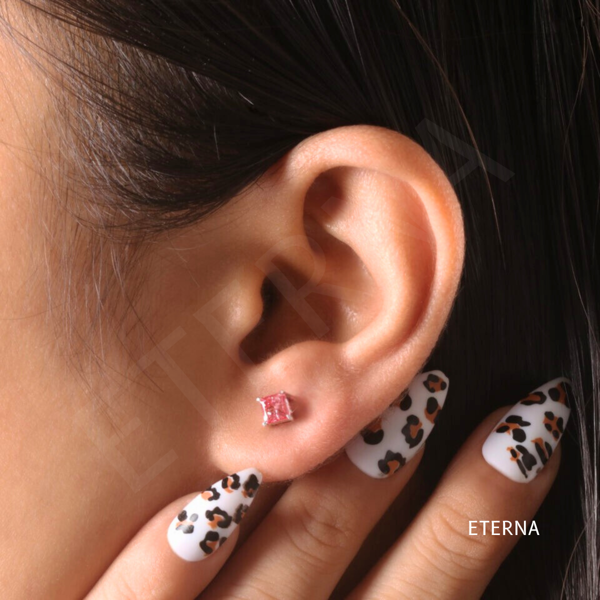 Rosélia Princess Stud Earrings ( LAB-Grown Diamonds) - Image 2