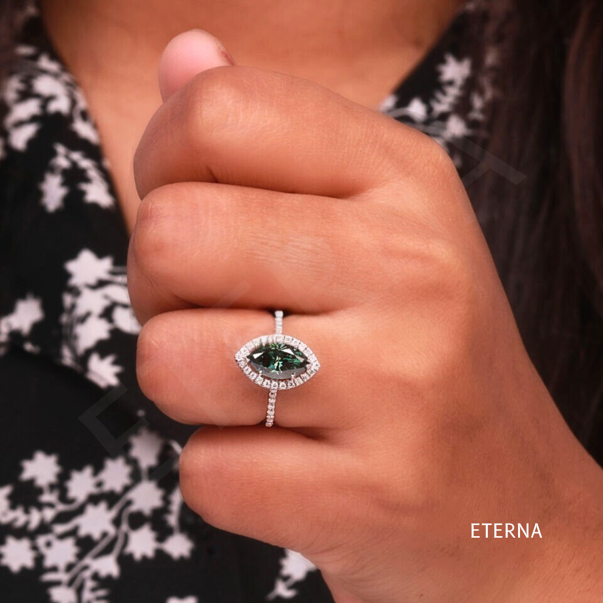 Verdelune Marquise Halo Ring (LAB-Grown Diamonds) - Image 2