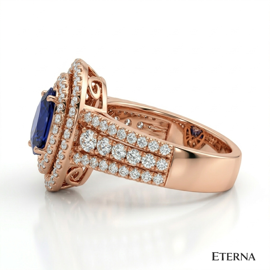 Azurielle Teardrop Halo Ring (LAB-Grown Color Stones) - Image 7