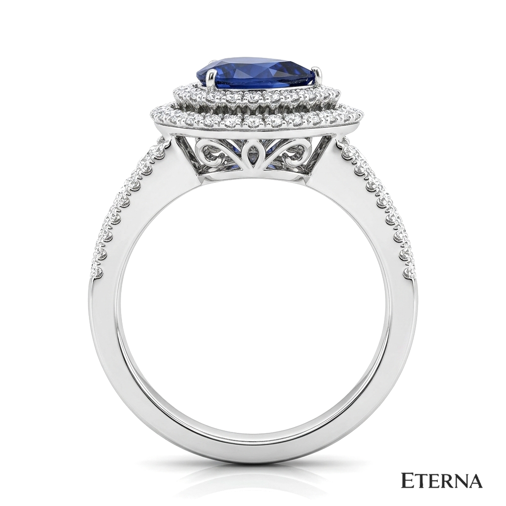 Azurielle Teardrop Halo Ring (LAB-Grown Color Stones) - Image 4