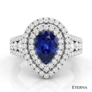 Azurielle Teardrop Halo Ring (LAB-Grown Color Stones)