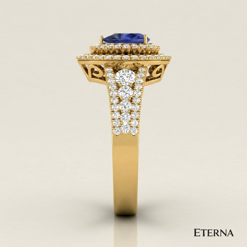 Azurielle Teardrop Halo Ring (LAB-Grown Color Stones) - Image 9