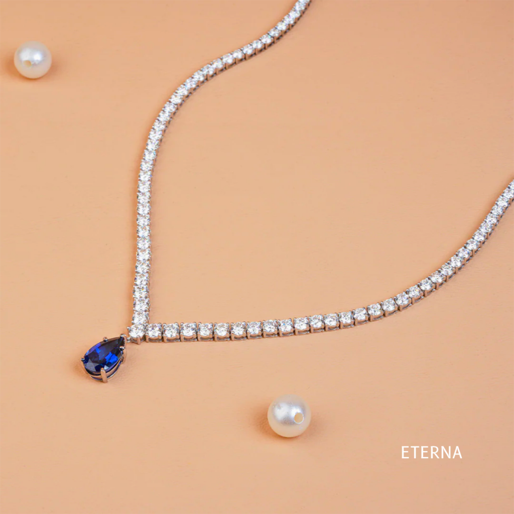 Velmiora Sapphire Drop Necklace (LAB-Grown Color Stones)