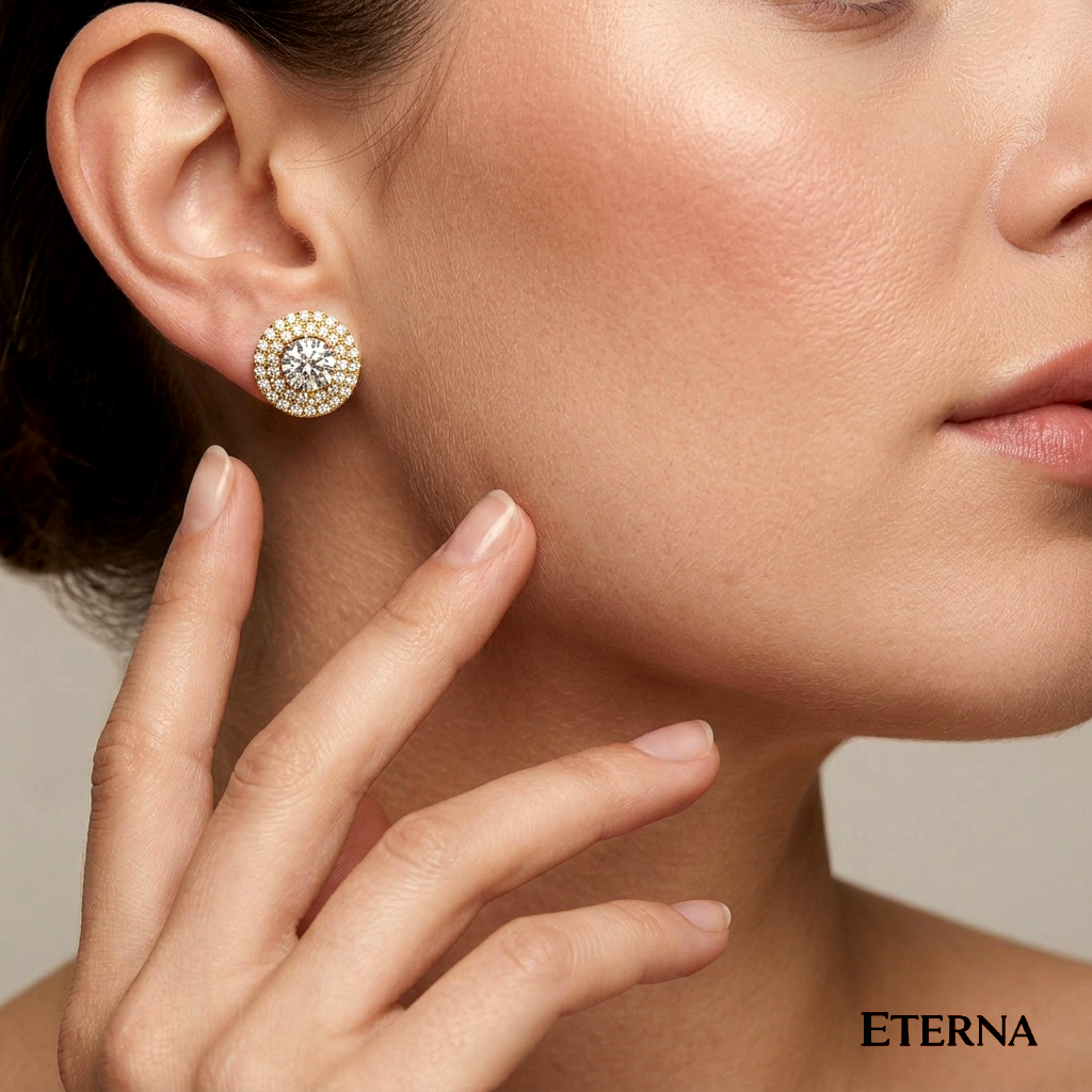 Elaris Grand Halo Diamond Studs - Image 10