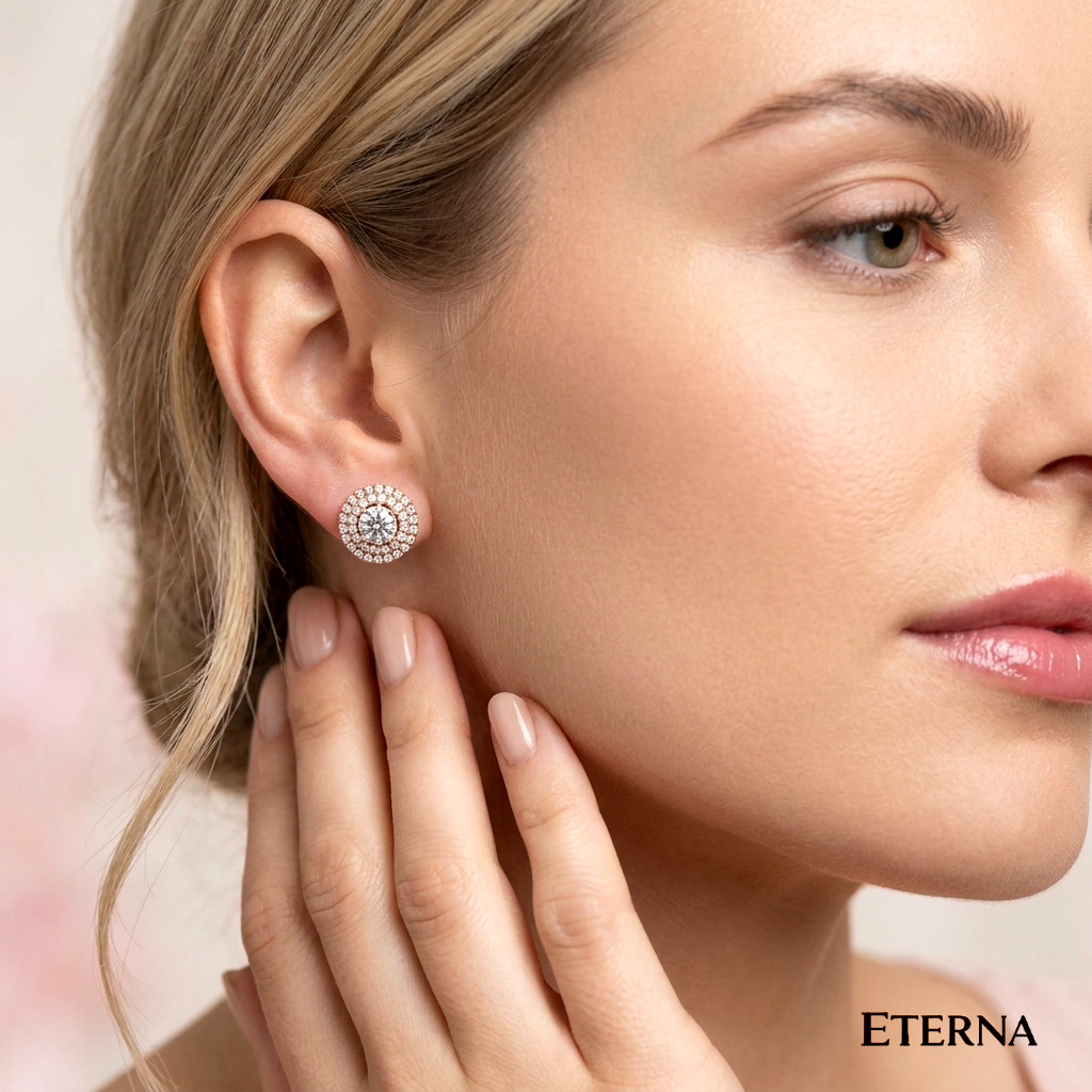 Elaris Grand Halo Diamond Studs - Image 6
