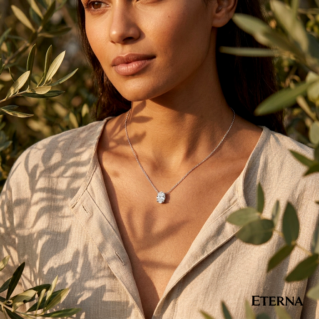 A Touch of Eternal Elegance - Elvara Ovalia Solitaire Necklace