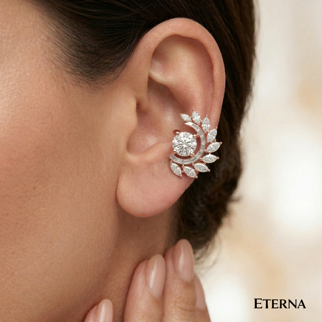 Solaris Halo Cuff Earrings - Image 6