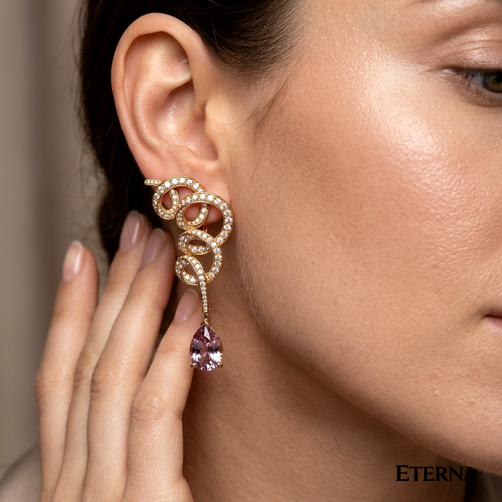Rosé Serpentine Lumière Earrings (LAB-Grown Color Stones) - Image 10