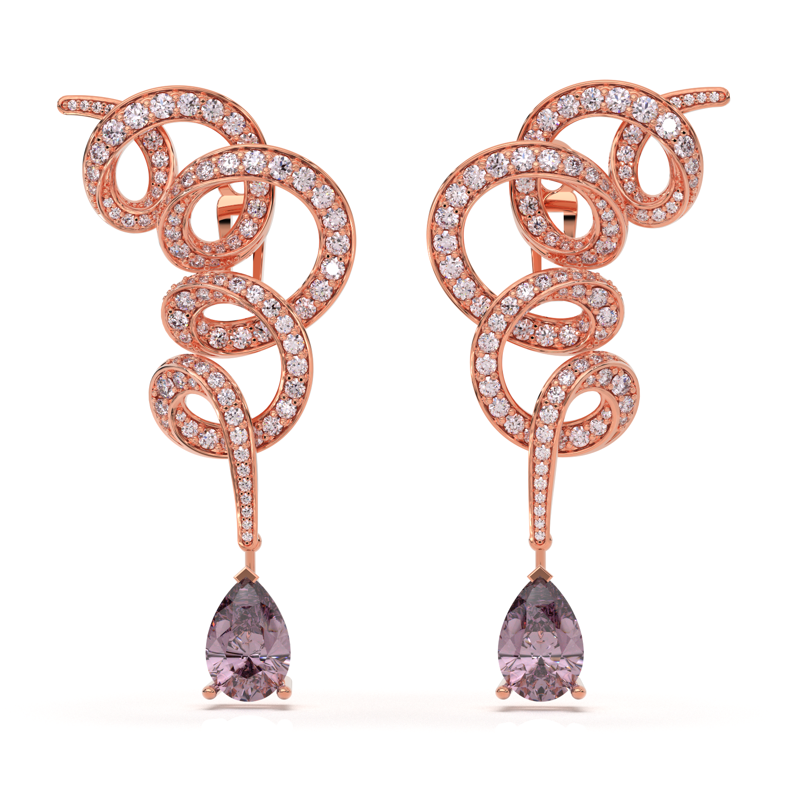 Rosé Serpentine Lumière Earrings (LAB-Grown Color Stones) - Image 5
